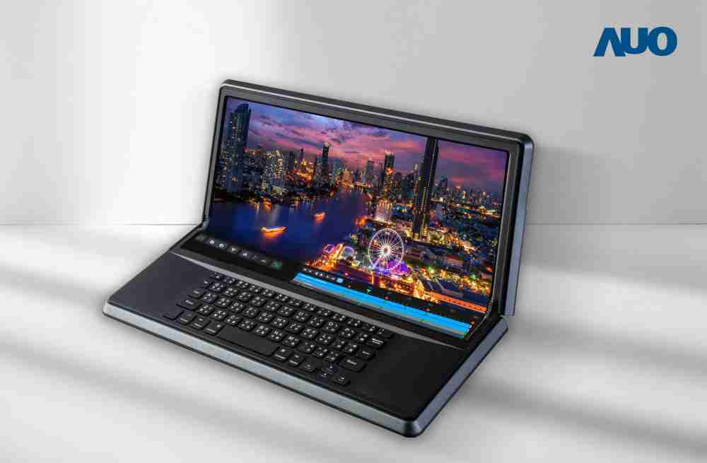 888.BY集团电子游戏14.6吋Micro LED折迭显示屏幕，，，搭配半径4mm的弯折绞炼，，以及高画素、、、、高亮度、、、高对比度的显示技术特点，，，即便在大视角下仍保有绝佳色相与亮度