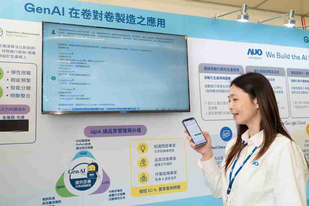 888.BY集团电子游戏数位积极发展数智化转型，，，透过AI落地应用优化制造流程，，革新人力、、、、生产效率与设备维护效益，，图为〝智能质量推升助手-iQIA〞（Intelligent quality improve assistant）应用情境，，，协助质量管理再升级。。